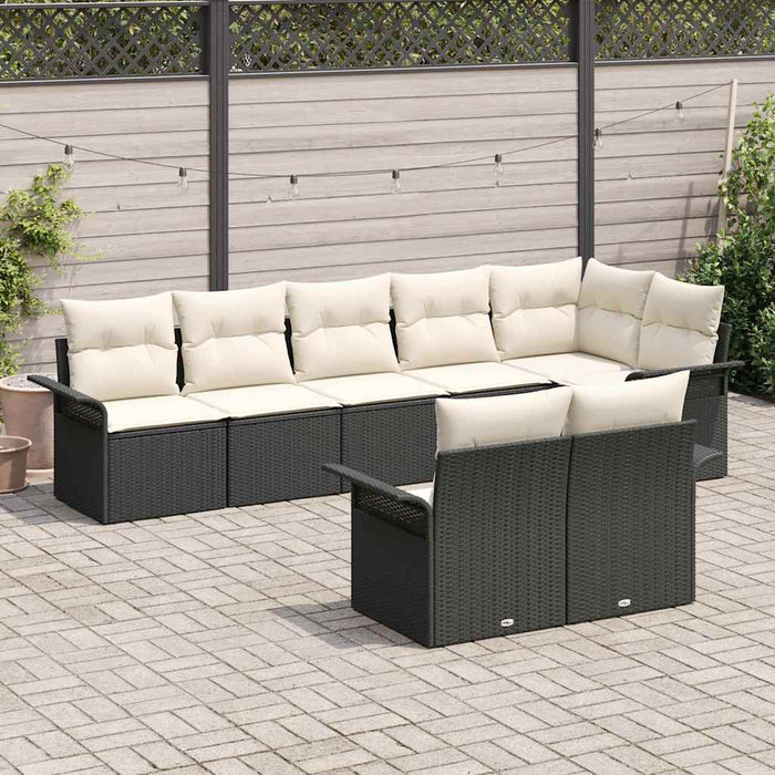 Set de canapele pentru grădină cu pernă 8 pcs Negru Rattan poli - WALTI WALTI