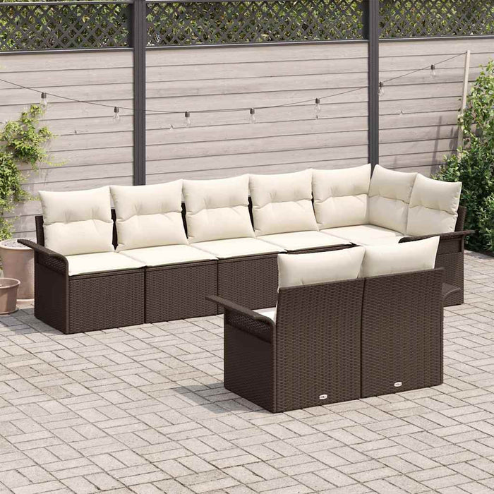 Set de canapele pentru grădină cu pernă 8 pcs Maro Rattan poli - WALTI WALTI