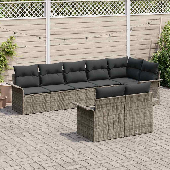 Set de canapele pentru grădină cu pernă 8 pcs Gri Rattan poli - WALTI WALTI