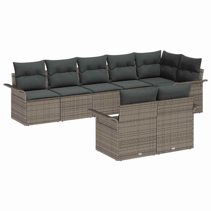 Set de canapele pentru grădină cu pernă 8 pcs Gri Rattan poli - WALTI WALTI