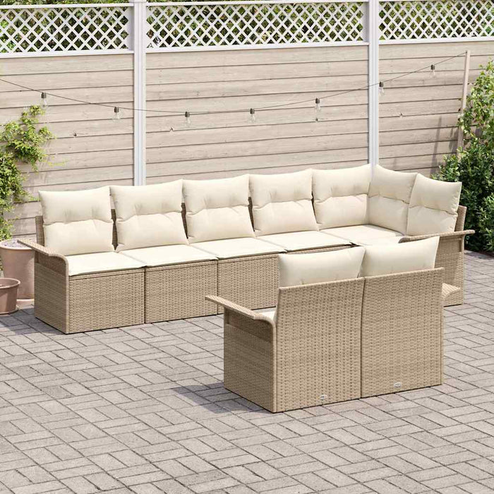 Set de canapele pentru grădină cu pernă 8 pcs Bej Rattan poli - WALTI WALTI