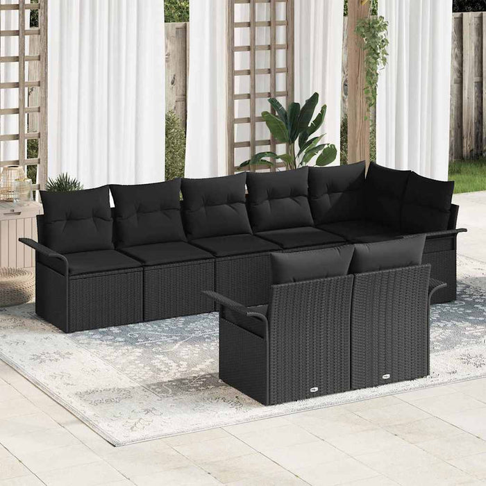 Set de canapele pentru grădină cu pernă 8 pcs Negru Rattan poli - WALTI WALTI