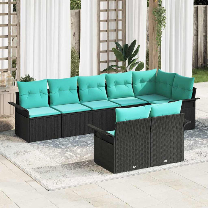 Set de canapele pentru grădină 8 pcs Negru poliratan - WALTI WALTI