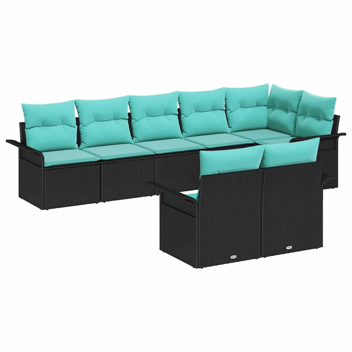 Set de canapele pentru grădină 8 pcs Negru poliratan - WALTI WALTI