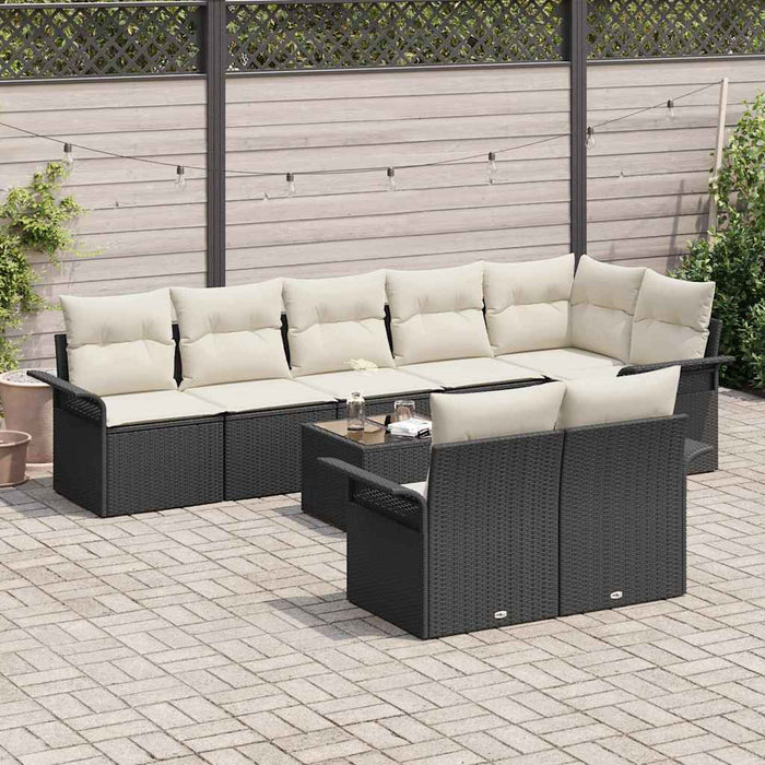 Set de canapele pentru grădină cu pernă 9 pcs Negru Rattan poli - WALTI WALTI