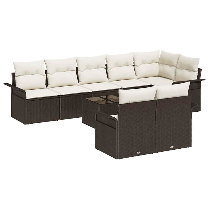 Set de canapele pentru grădină cu pernă 9 pcs Maro Rattan poli - WALTI WALTI
