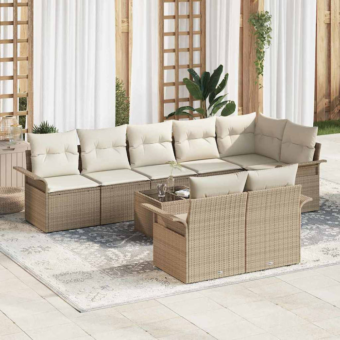 Set de canapele pentru grădină cu pernă 9 pcs Bej Rattan poli - WALTI WALTI