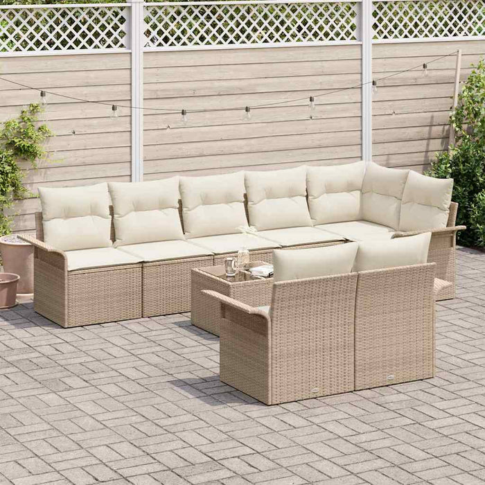 Set de canapele pentru grădină cu pernă 9 pcs Bej Rattan poli - WALTI WALTI