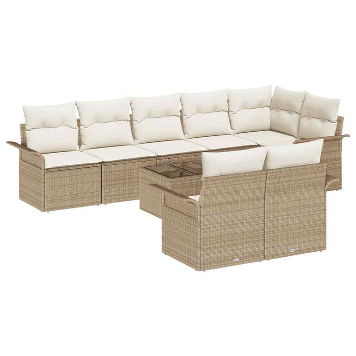 Set de canapele pentru grădină cu pernă 9 pcs Bej Rattan poli - WALTI WALTI