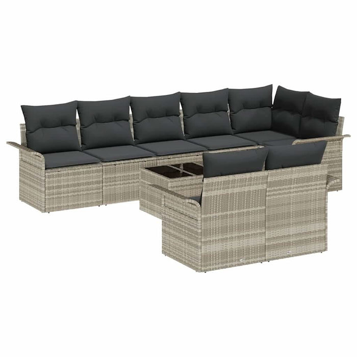 Set de canapele pentru grădină 9 pcs Gri deschis Rattan poli - WALTI WALTI