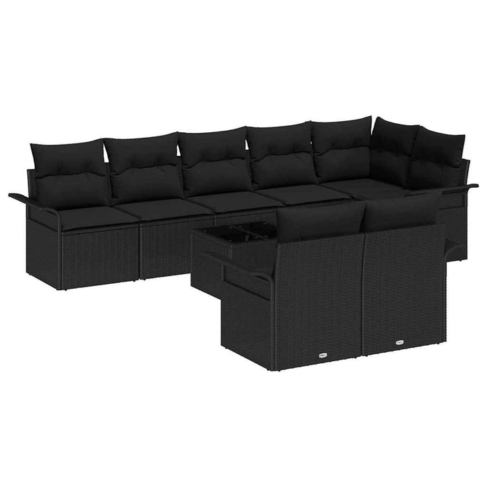 Set de canapele pentru grădină cu pernă 9 pcs Negru Rattan poli - WALTI WALTI