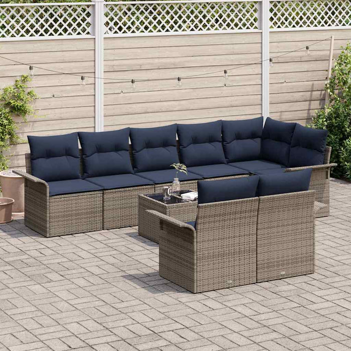 Set de canapele pentru grădină 9 pcs Gri poliratan - WALTI WALTI