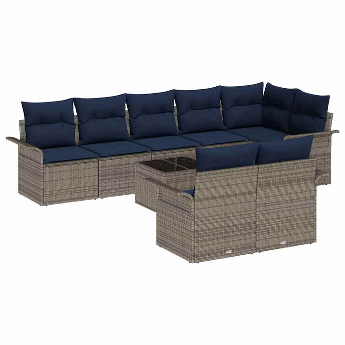Set de canapele pentru grădină 9 pcs Gri poliratan - WALTI WALTI