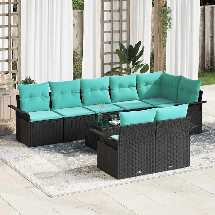 Set de canapele pentru grădină 9 pcs Negru poliratan - WALTI WALTI
