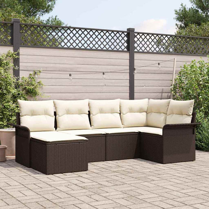 Set de canapele pentru grădină cu pernă 6 pcs Maro Rattan poli - WALTI WALTI
