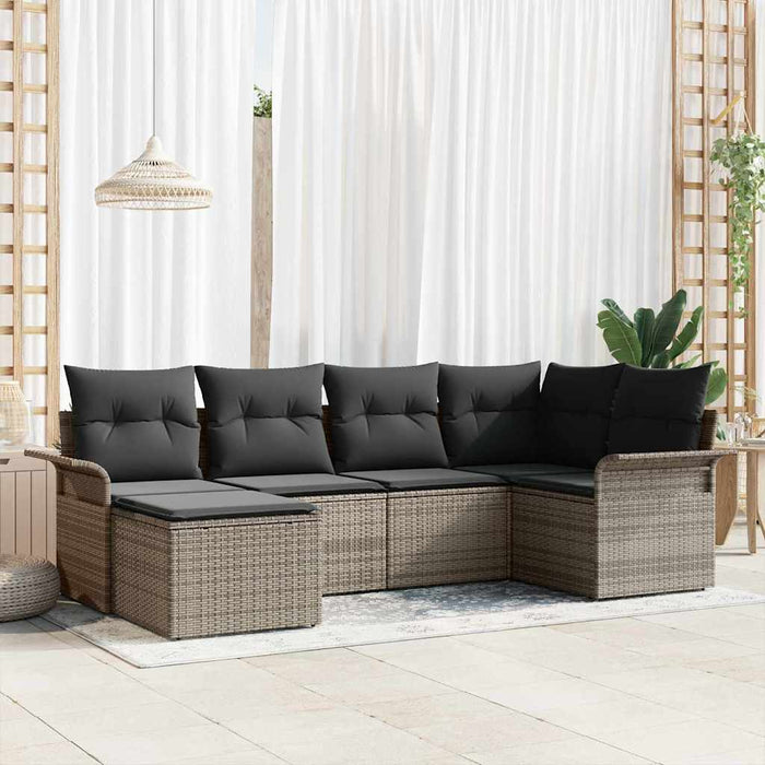 Set de canapele pentru grădină cu pernă 6 pcs Gri Rattan poli - WALTI WALTI