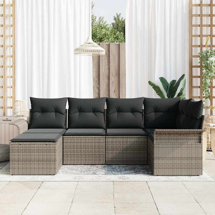 Set de canapele pentru grădină cu pernă 6 pcs Gri Rattan poli - WALTI WALTI