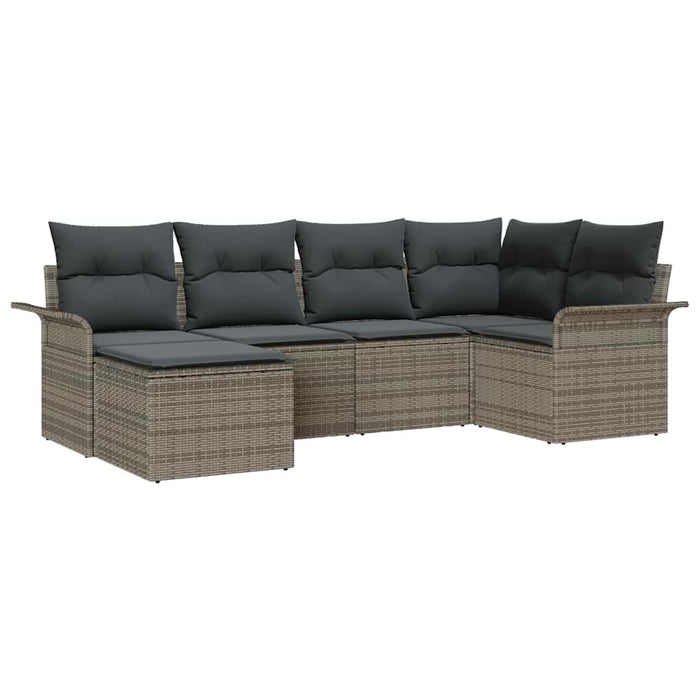 Set de canapele pentru grădină cu pernă 6 pcs Gri Rattan poli - WALTI WALTI