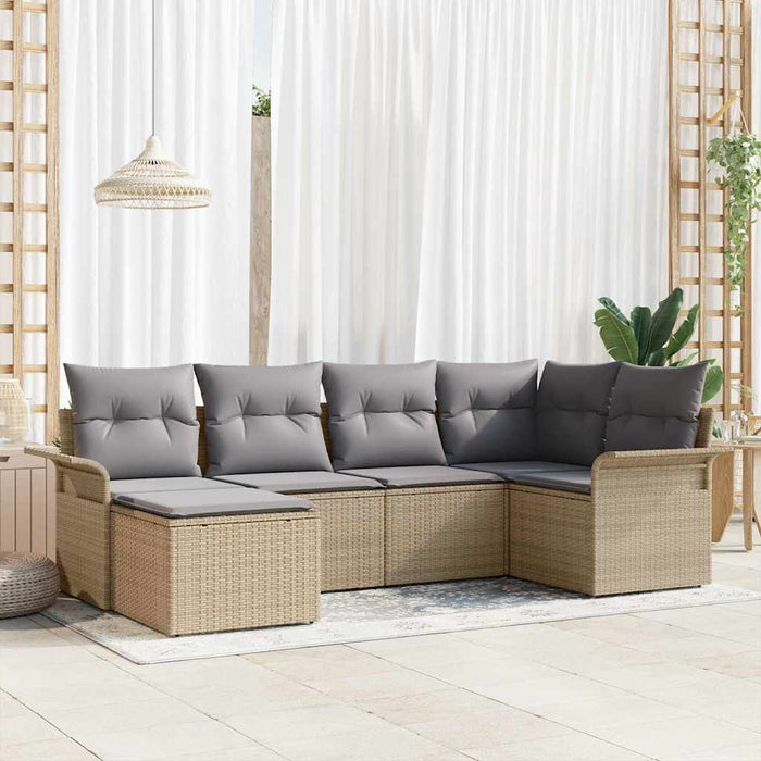Set de canapele pentru grădină cu pernă 6 pcs Bej Rattan poli - WALTI WALTI