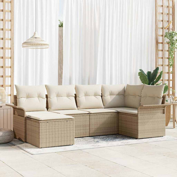 Set de canapele pentru grădină cu pernă 6 pcs Bej Rattan poli - WALTI WALTI