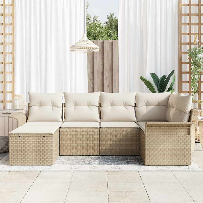 Set de canapele pentru grădină cu pernă 6 pcs Bej Rattan poli - WALTI WALTI
