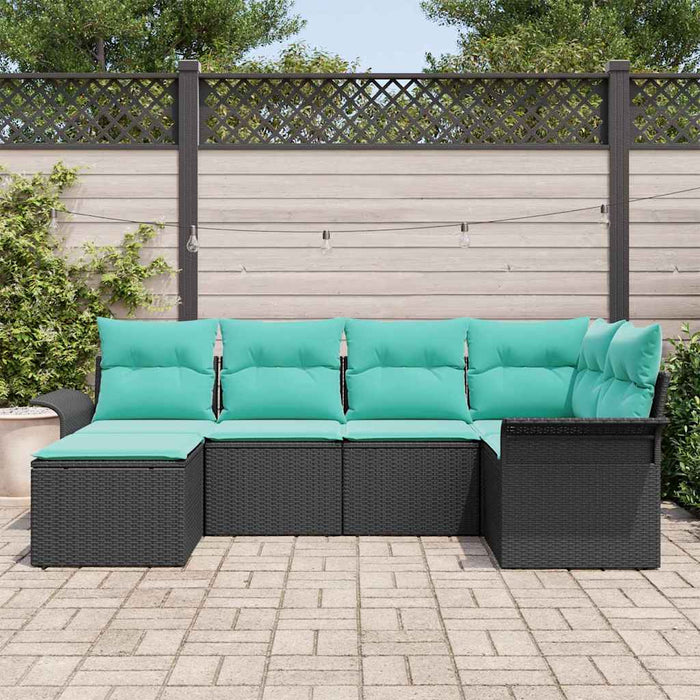 Set de canapele pentru grădină 6 pcs Negru poliratan - WALTI WALTI