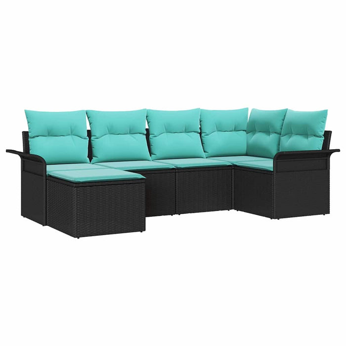 Set de canapele pentru grădină 6 pcs Negru poliratan - WALTI WALTI