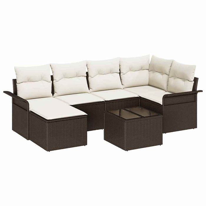 Set de canapele pentru grădină cu pernă 7 pcs Maro Rattan poli - WALTI WALTI