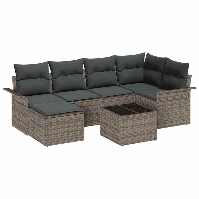 Set de canapele pentru grădină cu pernă 7 pcs Gri Rattan poli - WALTI WALTI