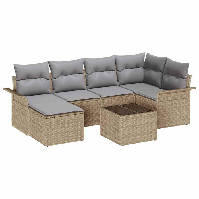 Set de canapele pentru grădină cu pernă 7 pcs Bej Rattan poli - WALTI WALTI