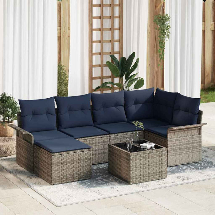 Set de canapele pentru grădină 7 pcs Gri poliratan - WALTI WALTI