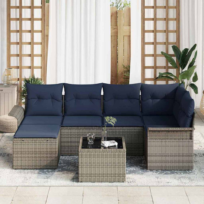 Set de canapele pentru grădină 7 pcs Gri poliratan - WALTI WALTI