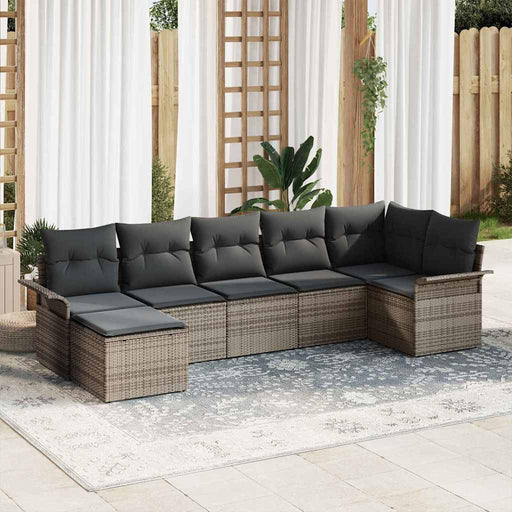 Set de canapele pentru grădină cu pernă 7 pcs Gri Rattan poli - WALTI WALTI