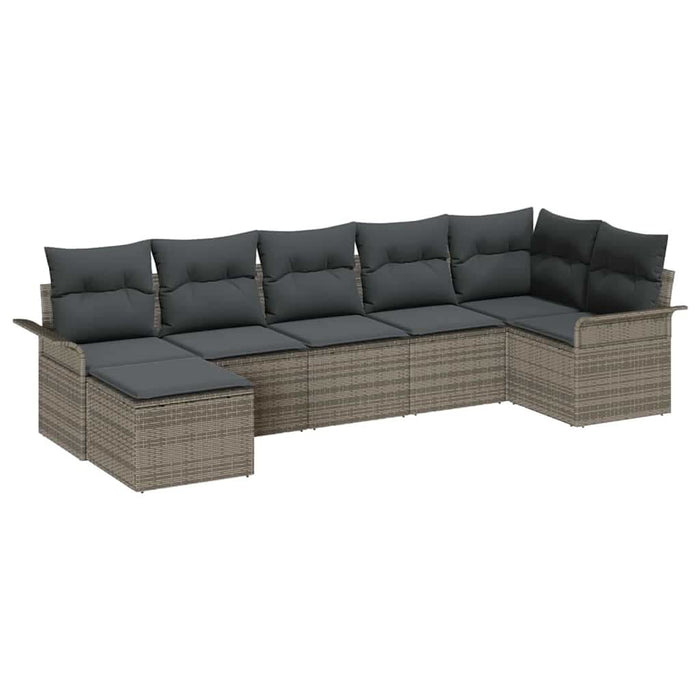 Set de canapele pentru grădină cu pernă 7 pcs Gri Rattan poli - WALTI WALTI