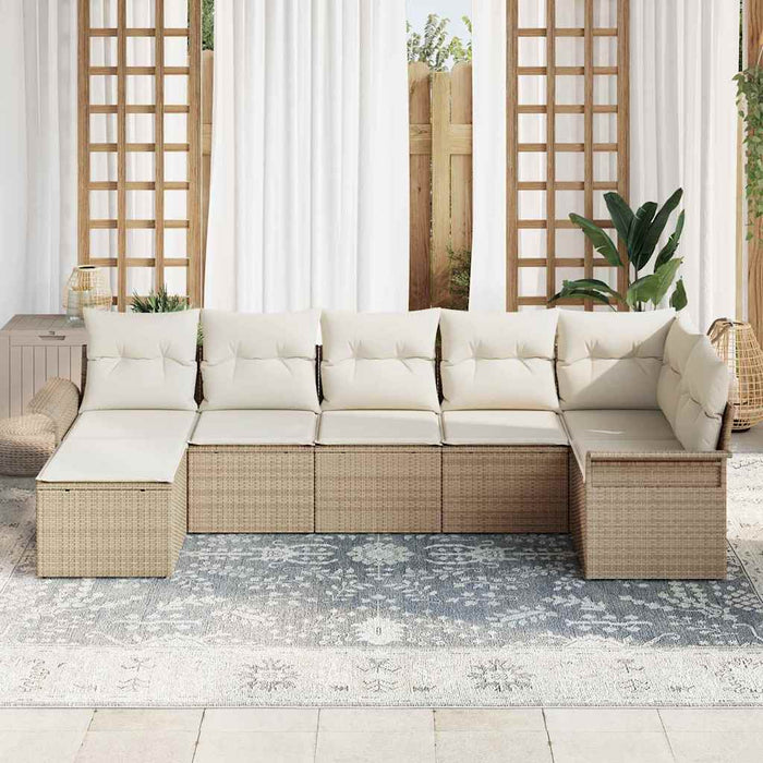 Set de canapele pentru grădină cu pernă 7 pcs Bej Rattan poli - WALTI WALTI