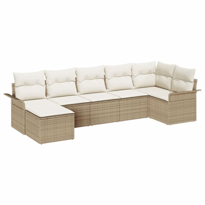 Set de canapele pentru grădină cu pernă 7 pcs Bej Rattan poli - WALTI WALTI