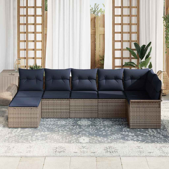 Set de canapele pentru grădină 7 pcs Gri deschis poliratan - WALTI WALTI