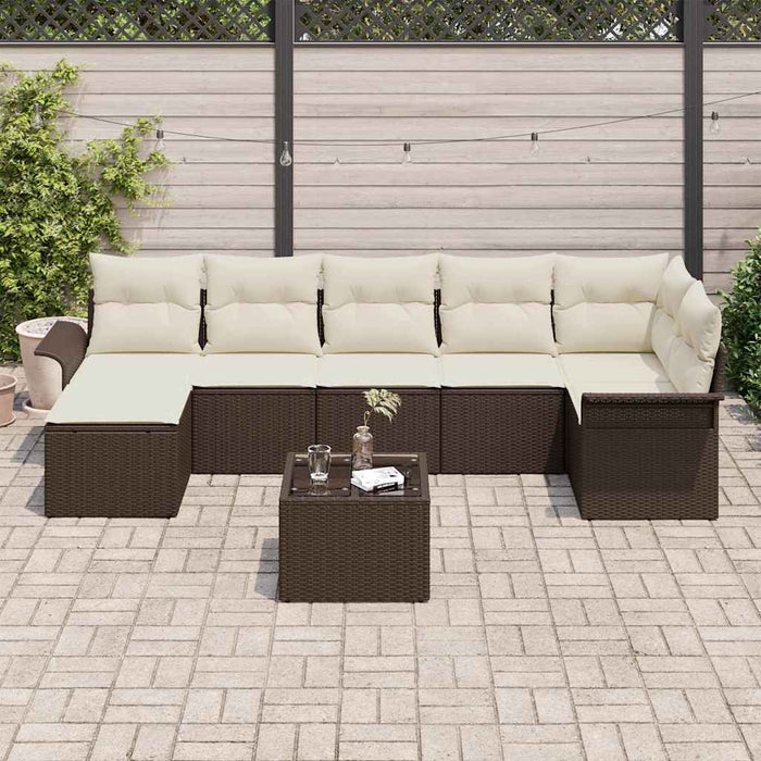 Set de canapele pentru grădină cu pernă 8 pcs Maro Rattan poli - WALTI WALTI