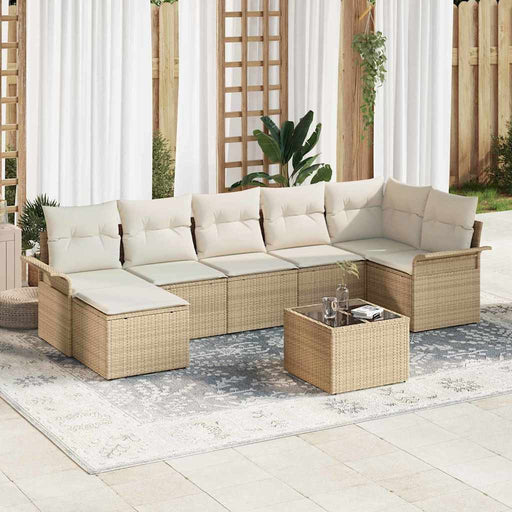 Set de canapele pentru grădină cu pernă 8 pcs Bej Rattan poli - WALTI WALTI