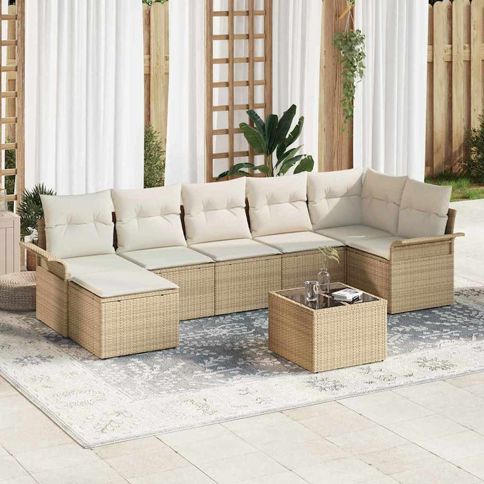 Set de canapele pentru grădină cu pernă 8 pcs Bej Rattan poli - WALTI WALTI