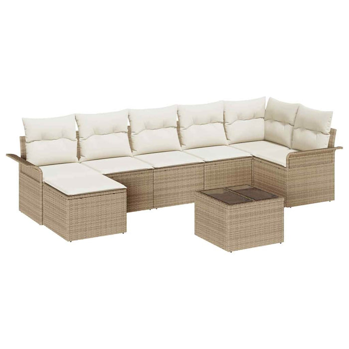 Set de canapele pentru grădină cu pernă 8 pcs Bej Rattan poli - WALTI WALTI