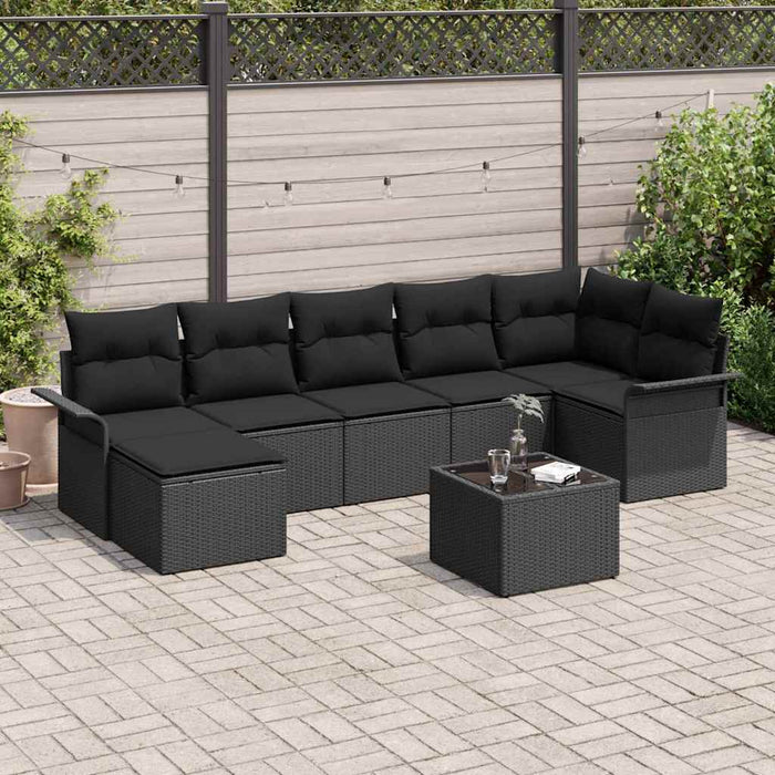 Set de canapele pentru grădină cu pernă 8 pcs Negru Rattan poli - WALTI WALTI
