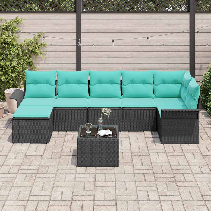 Set de canapele pentru grădină 8 pcs Negru poliratan - WALTI WALTI