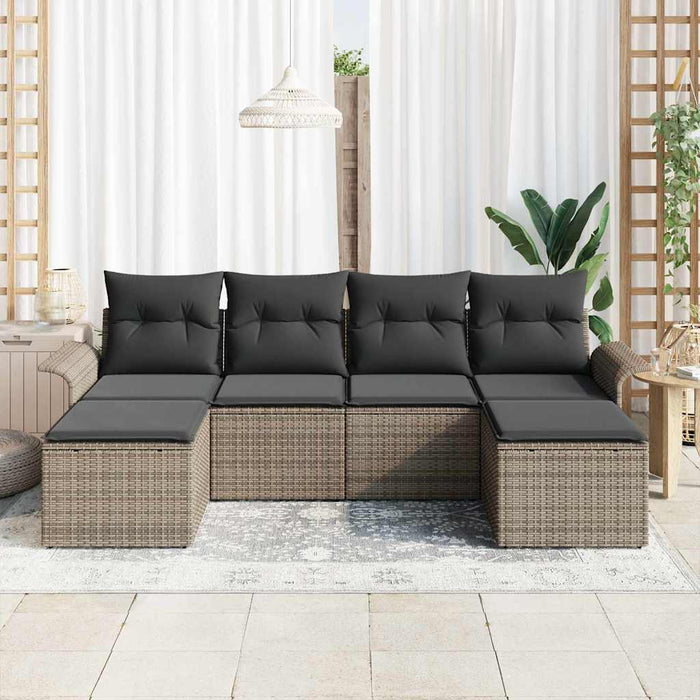 Set de canapele pentru grădină cu pernă 6 pcs Gri Rattan poli - WALTI WALTI