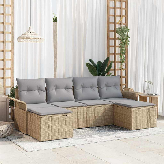 Set de canapele pentru grădină cu pernă 6 pcs Bej Rattan poli - WALTI WALTI