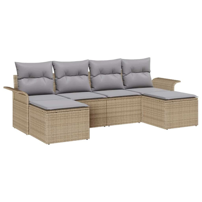 Set de canapele pentru grădină cu pernă 6 pcs Bej Rattan poli - WALTI WALTI