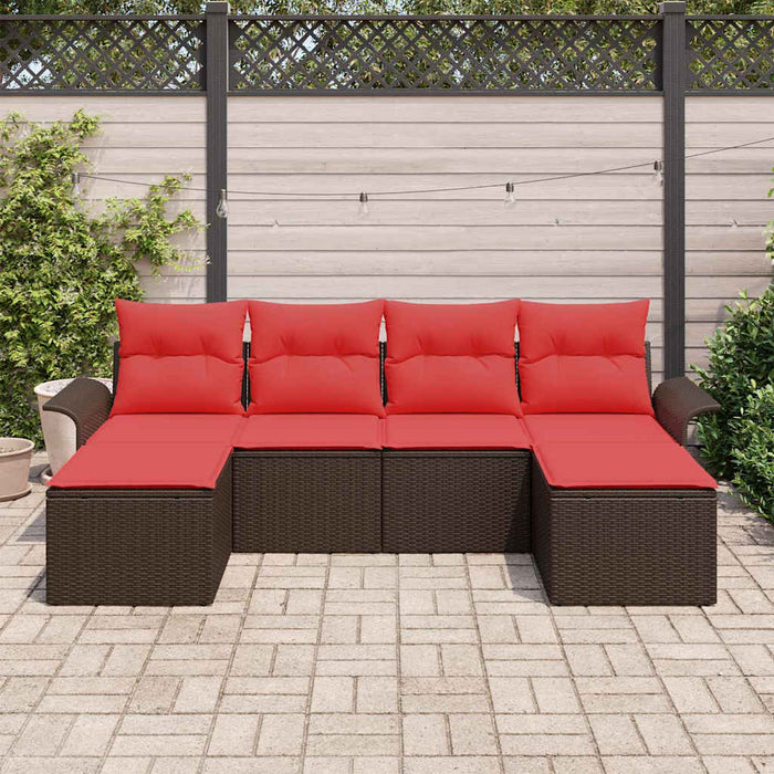 Set de canapele pentru grădină cu pernă 6 pcs Maro Rattan poli - WALTI WALTI
