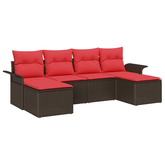 Set de canapele pentru grădină cu pernă 6 pcs Maro Rattan poli - WALTI WALTI
