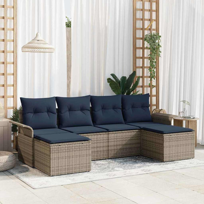 Set de canapele pentru grădină cu pernă 6 pcs Gri Rattan poli - WALTI WALTI