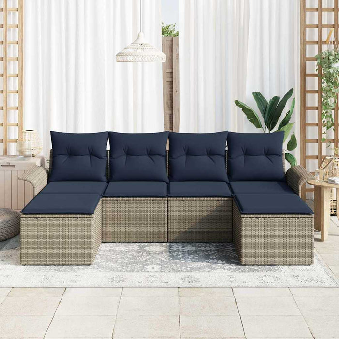 Set de canapele pentru grădină cu pernă 6 pcs Gri Rattan poli - WALTI WALTI